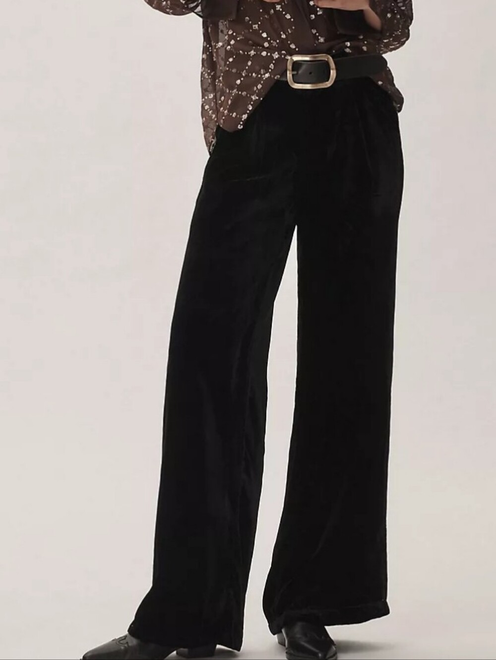 Anthropologie Wide-Leg Velvet Pants in Black • MSRP $148 • Small • EUC